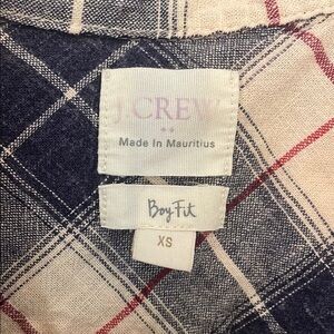 J. Crew Blue and Cream Plaid Boyfit Shirt